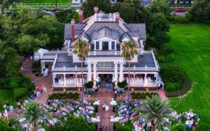 Aerial View of McFaddin-Ward House Museum during Neches River Festival Celebration.